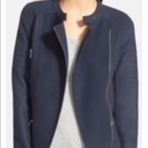 Trouve Blue felt Moto jacket Nordstrom 7859